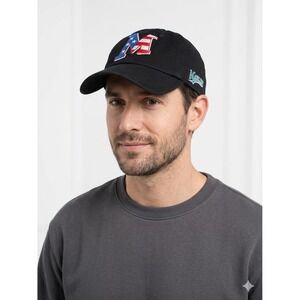 Florida Marlins Black Baseball Hat Patriotic Stars Stripes M Logo Adjustable Cap